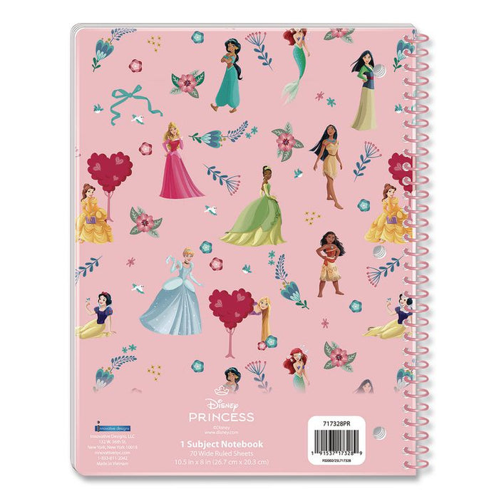 Licensed Spiral Notebook, Disney Princesses, 1-Subject, Wide/Legal Rule, Multicolor Cover, (70) 10.5 x 8 Sheets