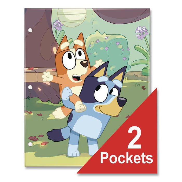 Licensed Two-Pocket Folder, Bluey and Bingo, Side: 3-Hole Punched, Accommodates (50) 11 x 8.5 Sheets, Multicolor