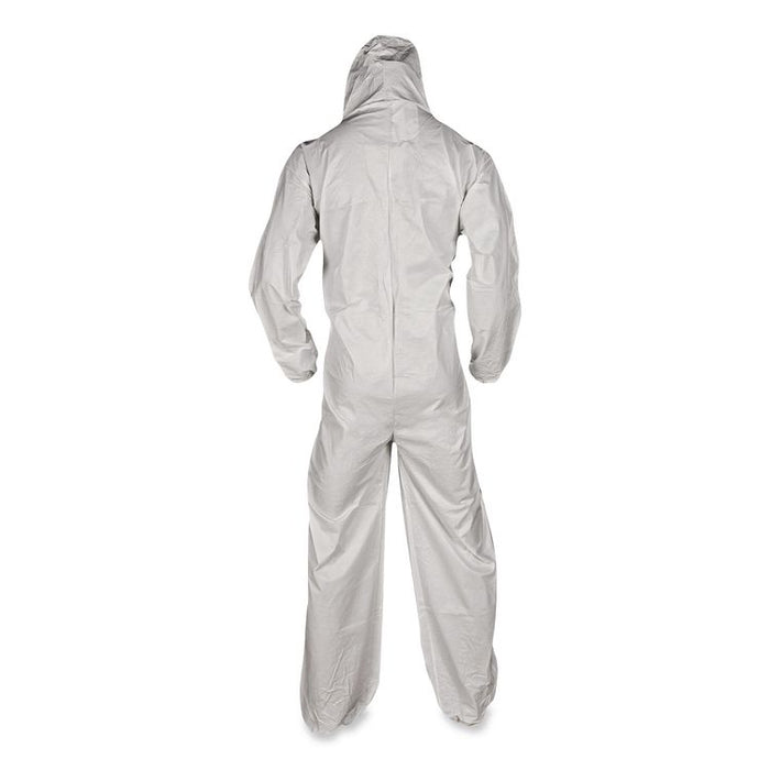 A35 Liquid and Particle Protection Coveralls, Zipper Front, Hooded, Elastic Wrists and Ankles, 3X-Large, White, 25/Carton