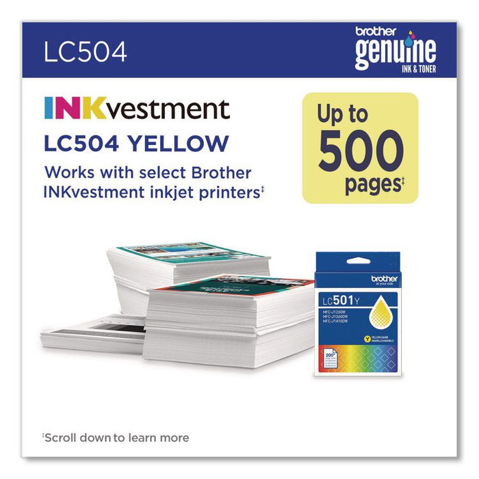 LC504 INKvestment Ink, 500 Page-Yield, Yellow