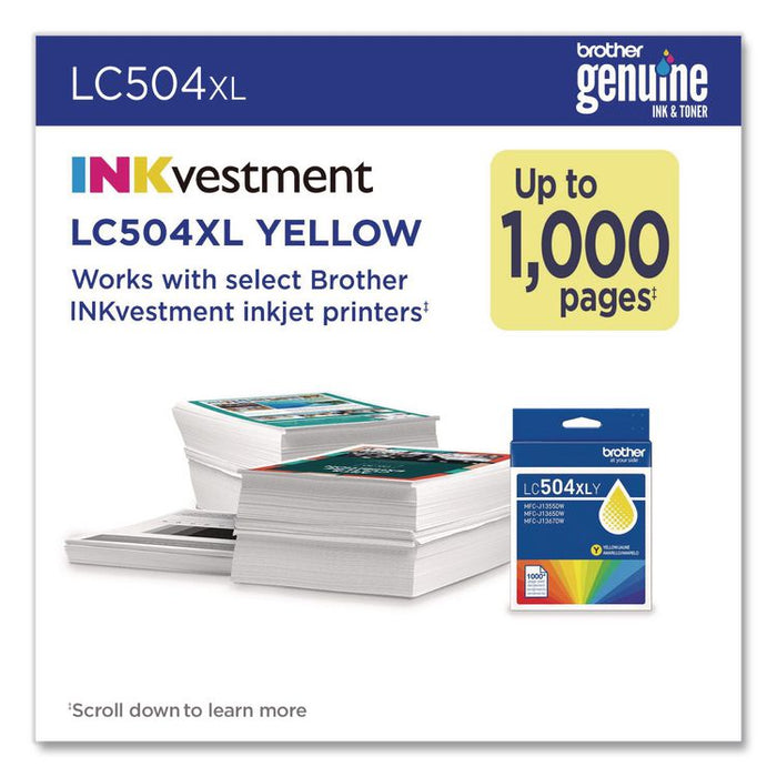 LC504 INKvestment, High-Yield Ink, 1,000 Page-Yield, Yellow