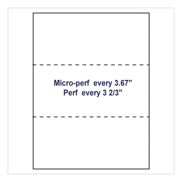 Perforated Laser Cut Sheets with ColorLok, 92 Bright, Perforated Every 3.67", 20 lb Bond Weight, 8.5 x 11, White, 500/Ream
