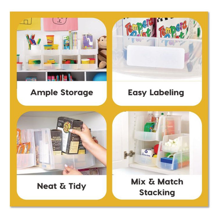 Stackable Plastic Storage Bin. Medium, 1.6 qt, 6 x 11 x 5, Clear