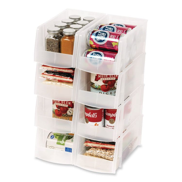 Stackable Plastic Storage Bin. Medium, 1.6 qt, 6 x 11 x 5, Clear