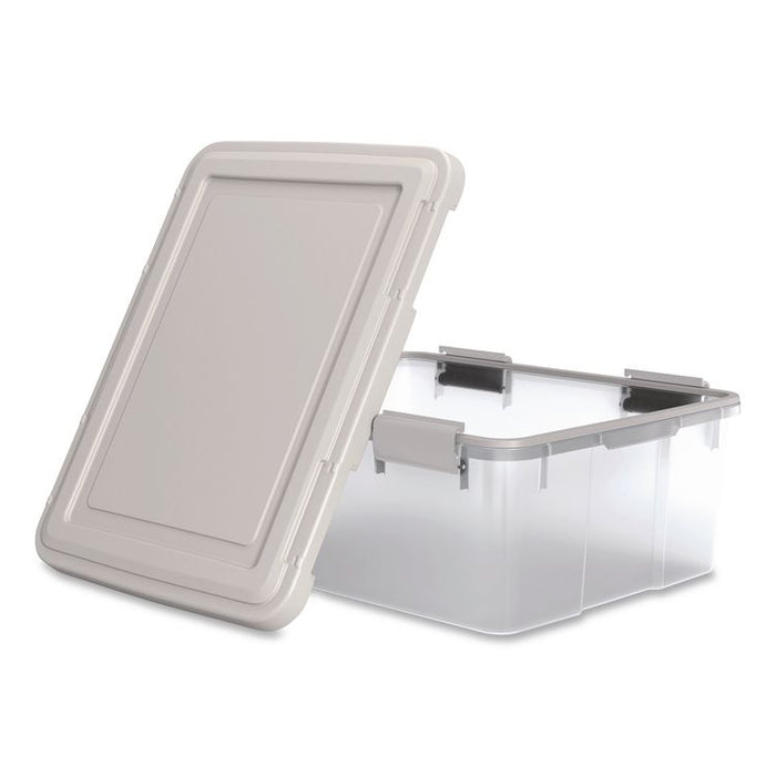 WeatherPro Latching Lid Storage Bin, 30.6 qt, 15.75 x 19.68 x 7.75, Clear