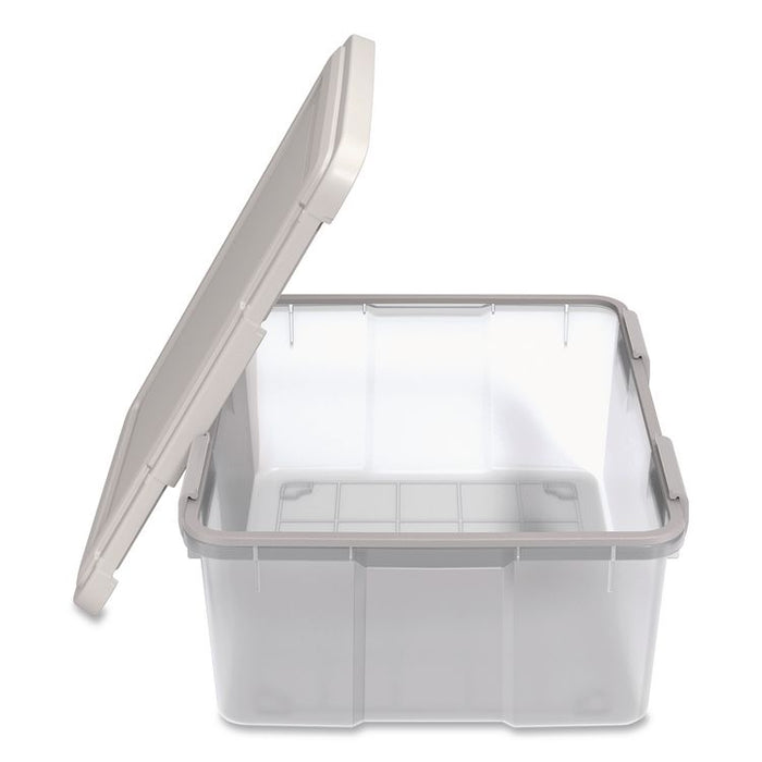 WeatherPro Latching Lid Storage Bin, 30.6 qt, 15.75 x 19.68 x 7.75, Clear