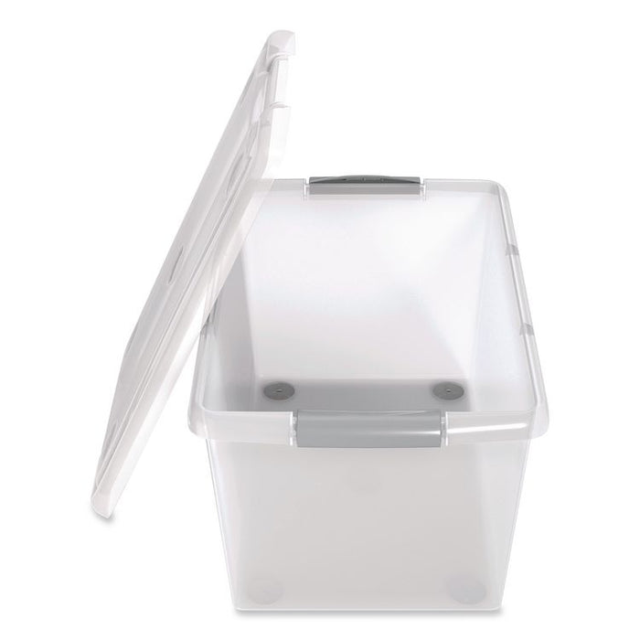 Store and Slide Latching Lid Storage Bin, 61 qt, 15.55 x 23.42 x 12.99, Clear