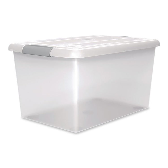 Store and Slide Latching Lid Storage Bin, 61 qt, 15.55 x 23.42 x 12.99, Clear