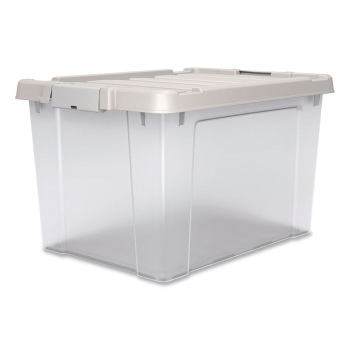 Latching Lid Storage Bin, 20 qt, 11.62 x 18.12 x 10.37, Clear