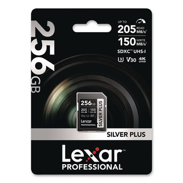Professional SILVER Series SDXC Memory Card, 205MB/s Read Speeds and 150MB/s Write Speeds, UHS-I V30 U1 Class 10, 256 GB