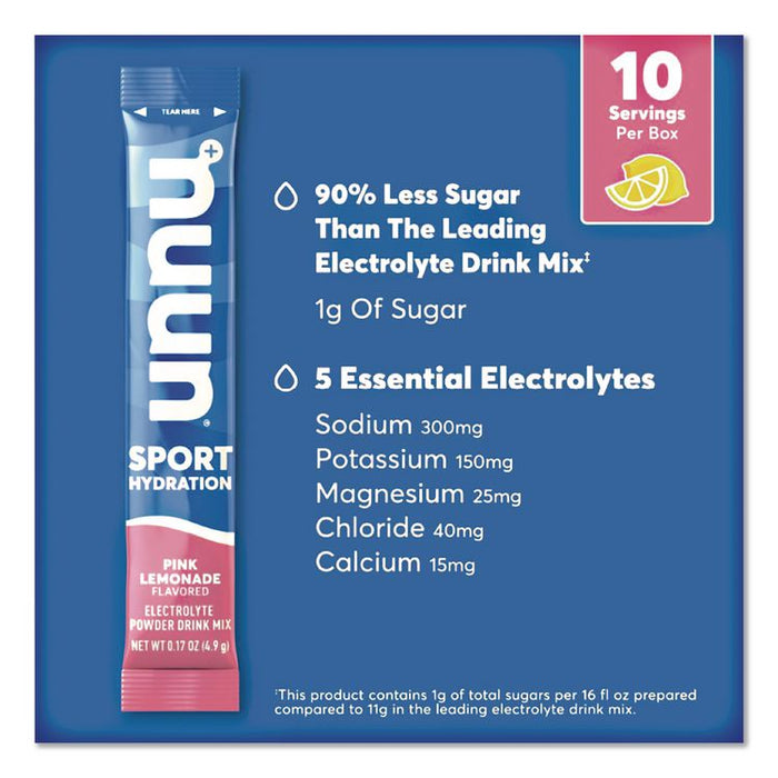 Sport Hydration Electrolyte Powder Drink Mix, Pink Lemonade, 0.17 oz Stick, 10/Box