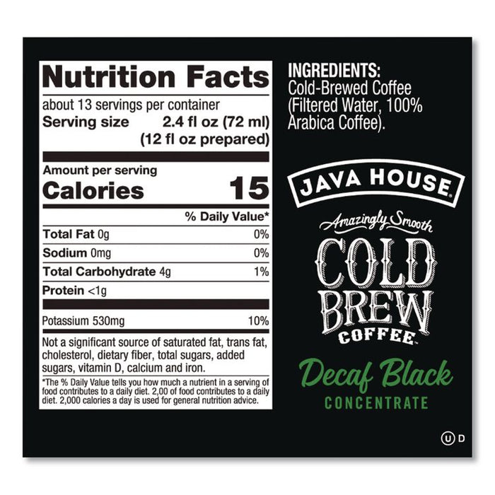 Cold Brew Coffee Concentrate, Decaf Black, 32 oz Bottle