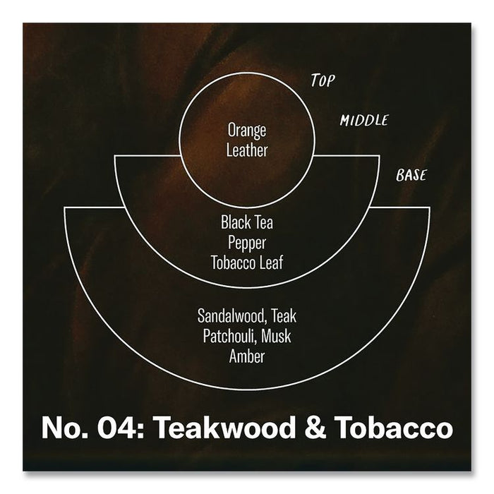 Reed Diffuser, Teakwood and Tobacco, 3.5 oz, 4.25" Bottle, 9" Reeds, Amber