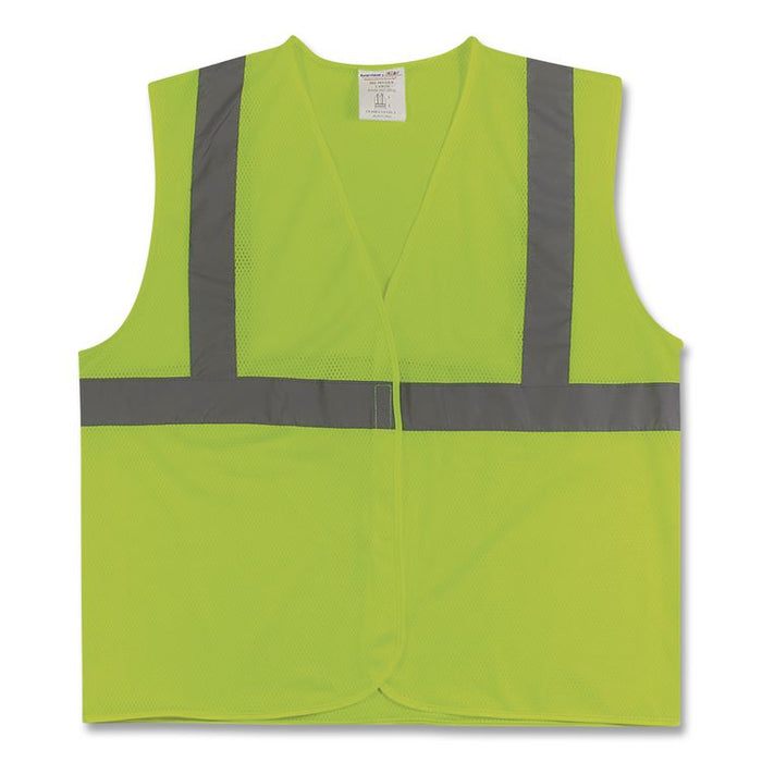 ANSI Class 2 Hook and Loop Safety Vest, Polyester Mesh, Medium, Lime