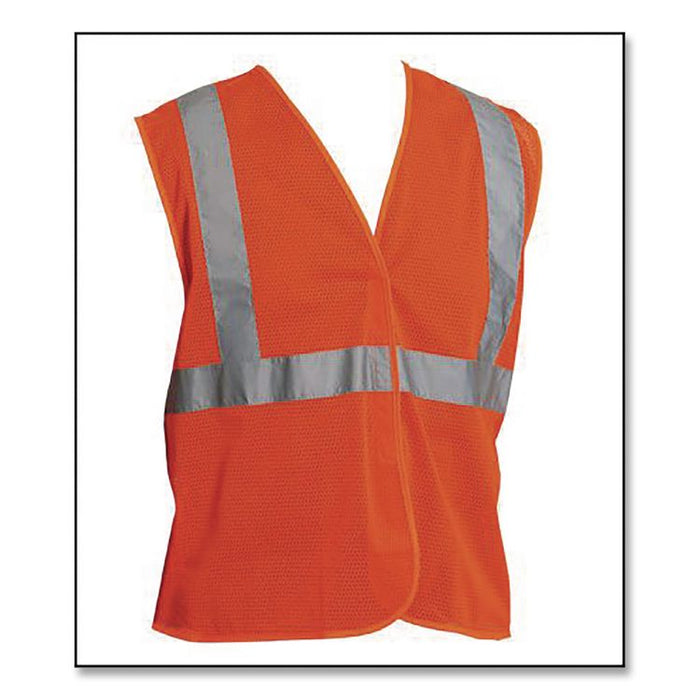 ANSI Class 2 Hook and Loop Safety Vest, Polyester Mesh, Medium, Hi-Viz Orange