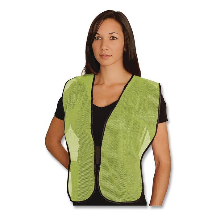 Hook and Loop Safety Vest, Polyester Mesh, One Size Fits Most, Lime