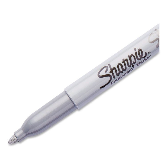 Metallic Fine Point Permanent Markers, Fine Bullet Tip, Metallic Silver, 48/Carton