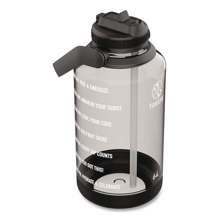 Tritan Motivational Plastic Water Bottle, 64 oz, Stormy Black