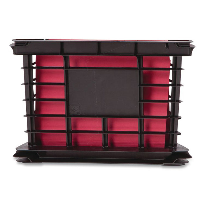 File Storage Durable Plastic Crate, 13.87 x 16.87 x 11.5, Black
