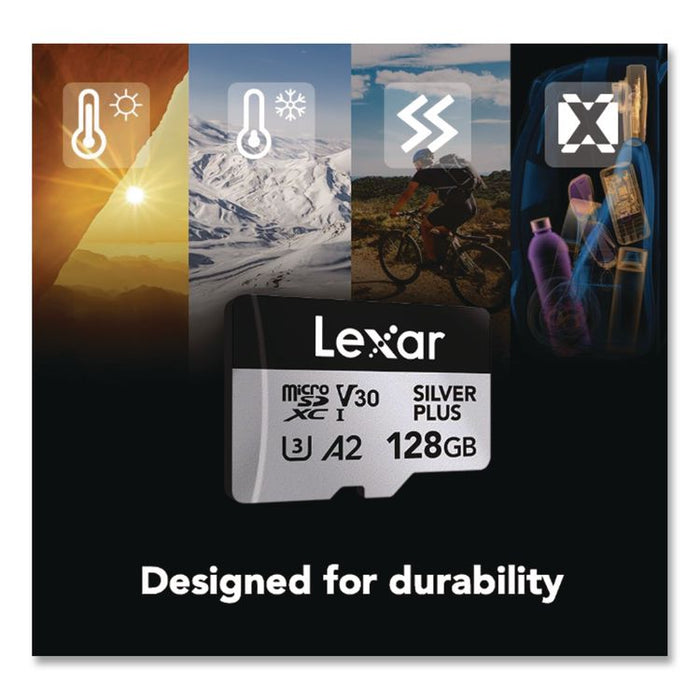 Professional SILVER Series microSDXC Memory Card with Adapter, UHS-I, V30 Class 10, 128 GB