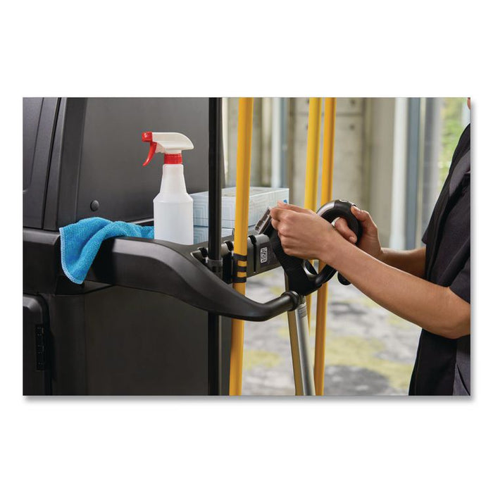 Vacuum Holder, For All Rubbermaid Commercial Full Size and Compact Housekeeping Carts, Plastic, Black, 6/Carton