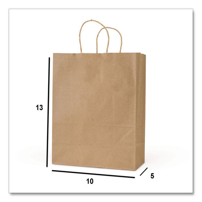 Get Reddi Paper Bags, Pixie Size, 60# Basis Weight, Twisted Rope Handles, 10" x 5" x 13", Brown, 250/Carton
