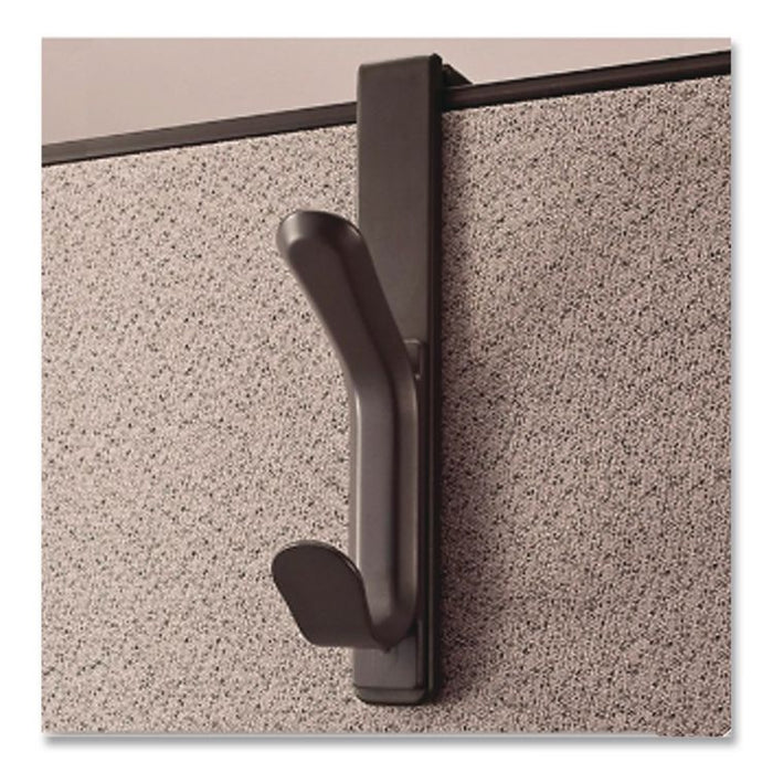 Cubicle Double Coat Hook, Plastic, Gray, Supports 10 lbs