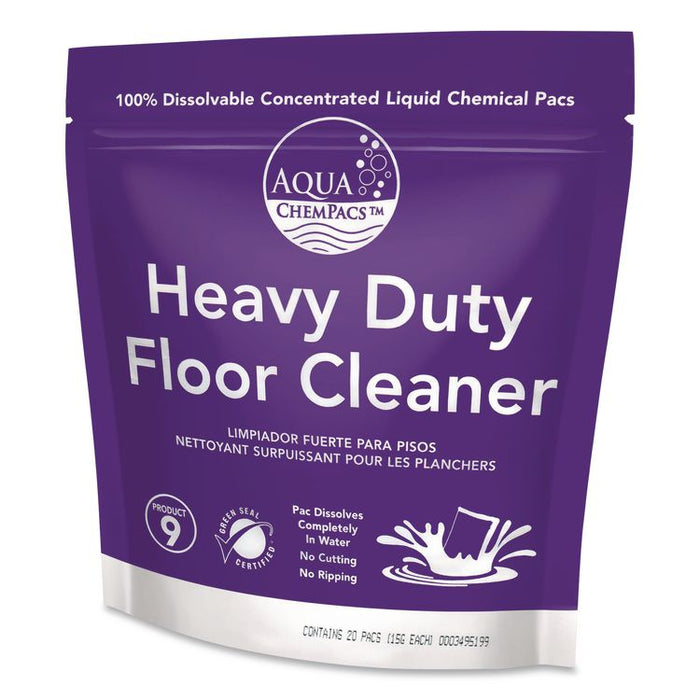 Aqua ChemPacs Heavy Duty Floor Cleaner, Lavender Scent, 100 ChemPacs/Pack