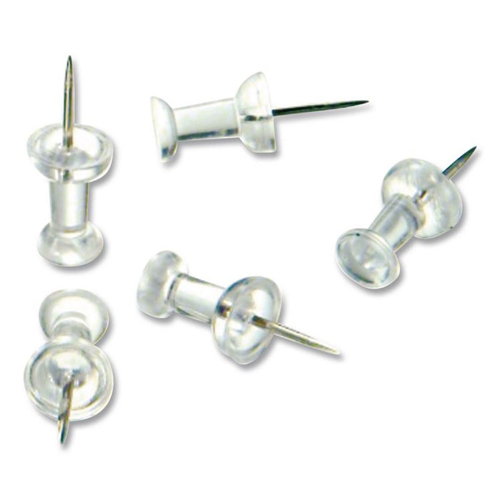 Push Pins, Clear Plastic Head, 0.5" Pin, 100/Box