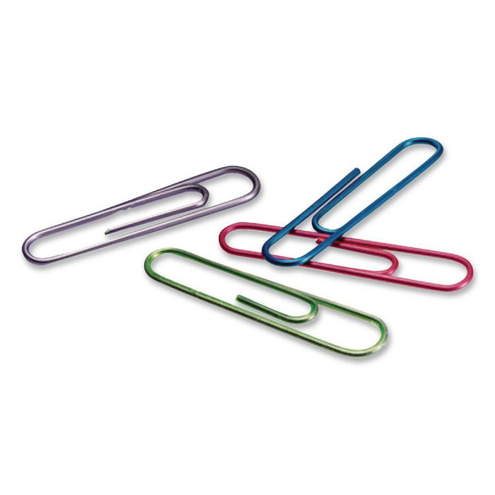 Paper Clips, #2, Vinyl Coated, Assorted Translucent Colors, 600/Pack