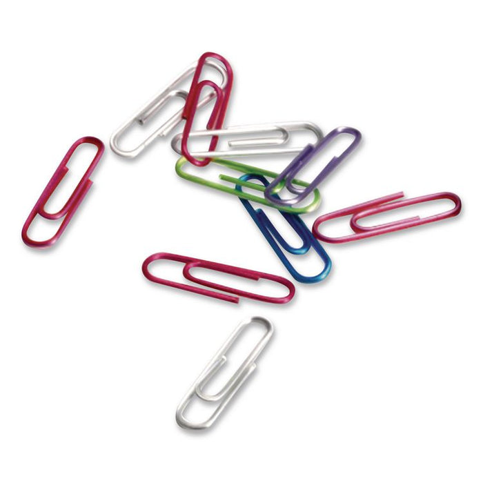 Paper Clips, #2, Vinyl Coated, Assorted Translucent Colors, 600/Pack
