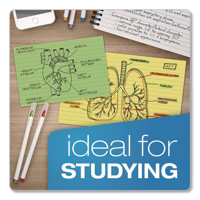 Ruled Index Cards, 3 x 5, Assorted Colors, 3,000/Carton