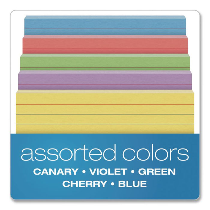Ruled Index Cards, 3 x 5, Assorted Colors, 3,000/Carton