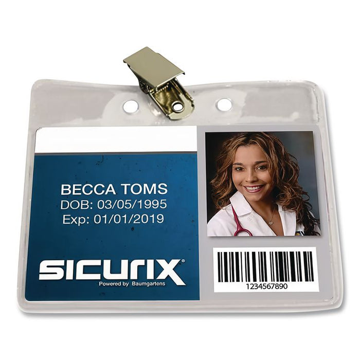 SICURIX Badge Holder, Horizontal, 3 x 4, Clear, 50/Pack