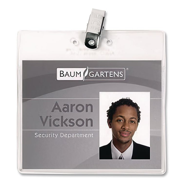SICURIX Badge Holder, Horizontal, 2.5 x 3.5, Clear, 50/Box