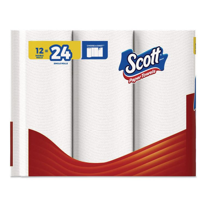 Choose-A-Sheet Kitchen Roll Paper Towels, Double-Roll, 1-Ply, 6.5 x 11, White, 102 Sheets/Roll, 12 Rolls/Pack