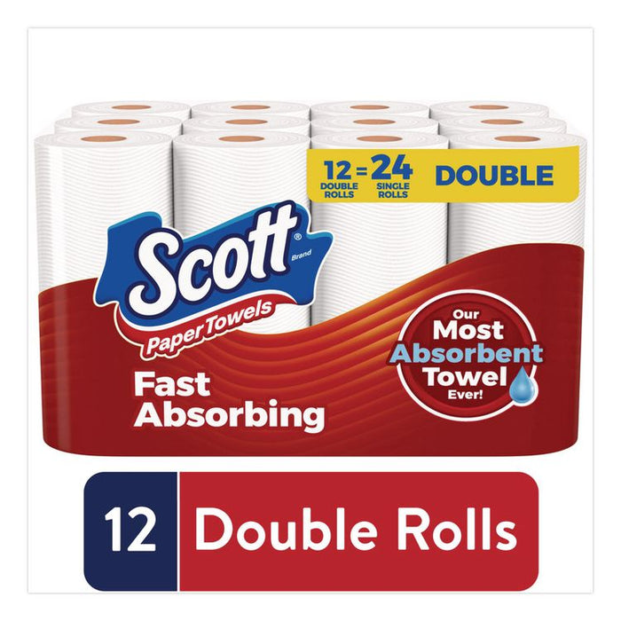 Choose-A-Sheet Kitchen Roll Paper Towels, Double-Roll, 1-Ply, 6.5 x 11, White, 102 Sheets/Roll, 12 Rolls/Pack