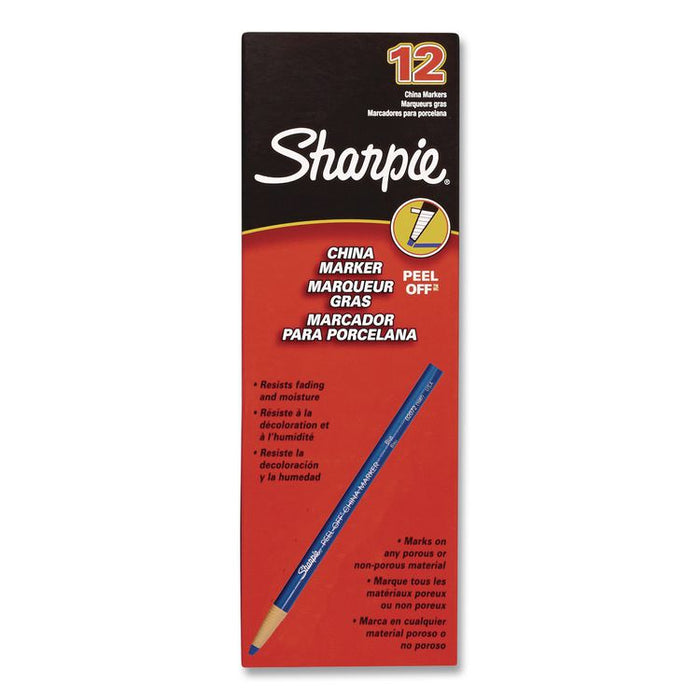 Peel-Off China Markers, Blue, Dozen