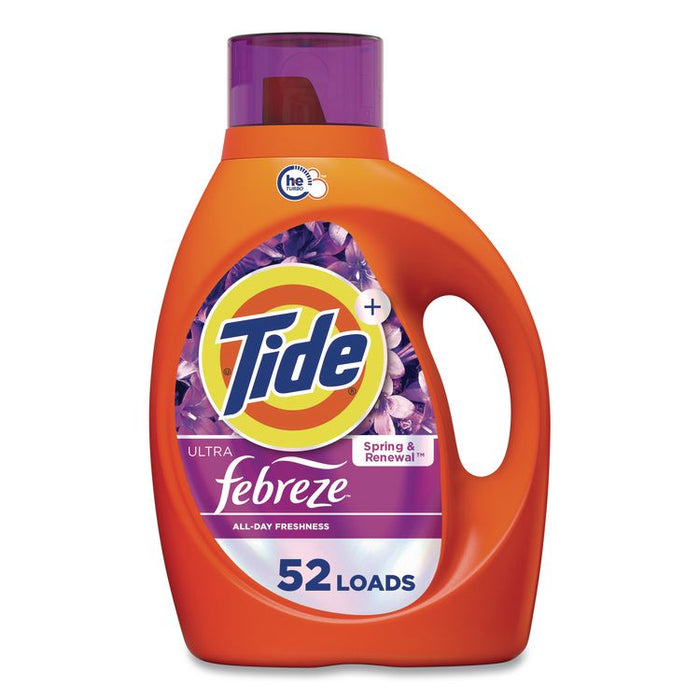 Plus Febreze HE Liquid Laundry Detergent, Spring and Renewal Scent, 84 oz Bottle, 4/Carton