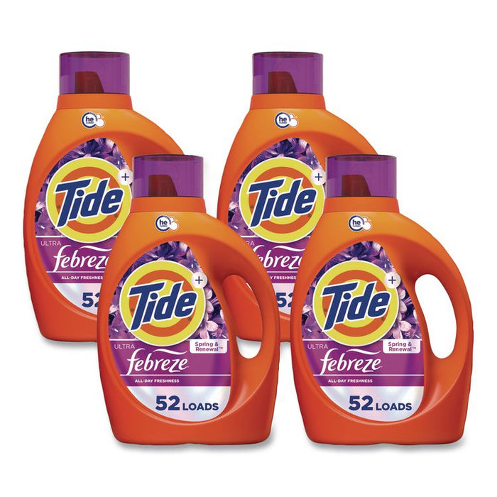 Plus Febreze HE Liquid Laundry Detergent, Spring and Renewal Scent, 84 oz Bottle, 4/Carton