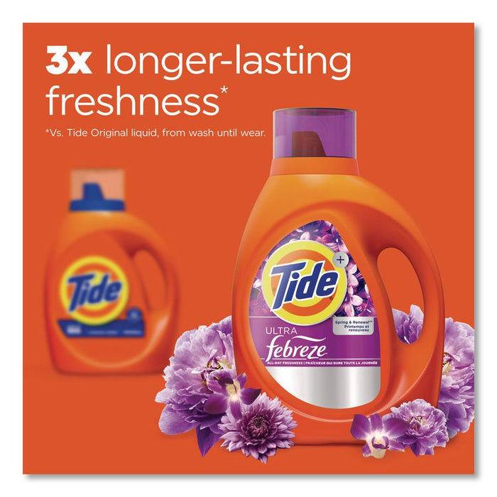 Plus Febreze HE Liquid Laundry Detergent, Spring and Renewal Scent, 84 oz Bottle, 4/Carton