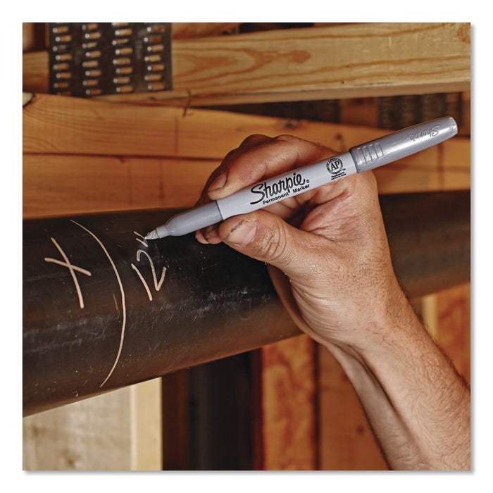 Metallic Fine Point Permanent Markers, Fine Bullet Tip, Metallic Silver, 48/Carton