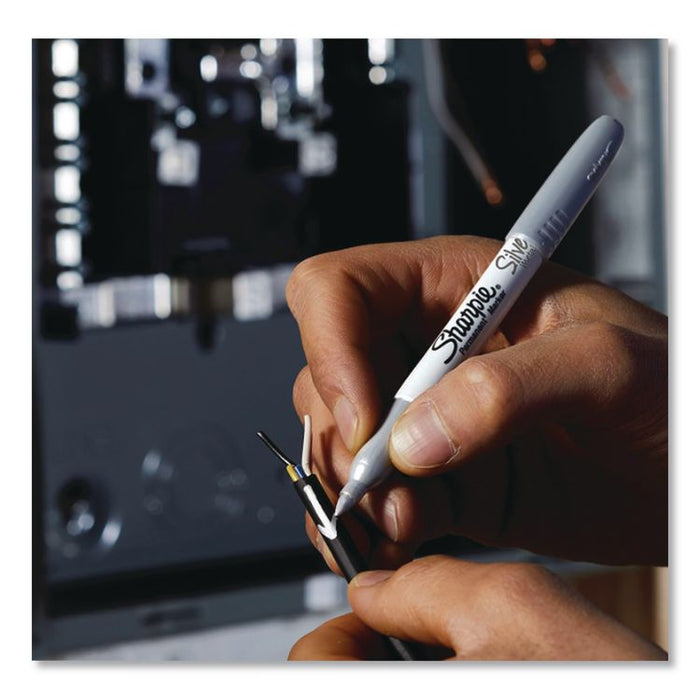 Metallic Fine Point Permanent Markers, Fine Bullet Tip, Metallic Silver, 48/Carton
