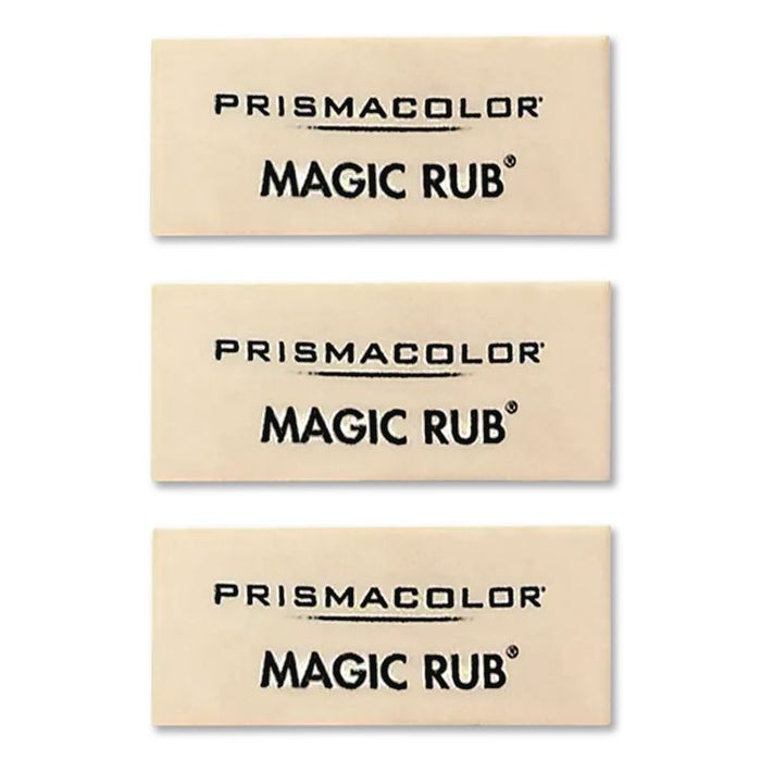 MAGIC RUB Eraser, For Pencil/Ink Marks, Rectangular Block, Medium, Off White, 3/Pack