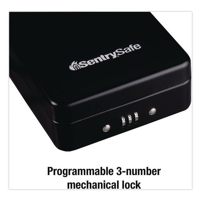 P005C Portable Combination-Lock Security Safe, 0.05 cu ft, 5.9 x 8 x 2.6,  Black