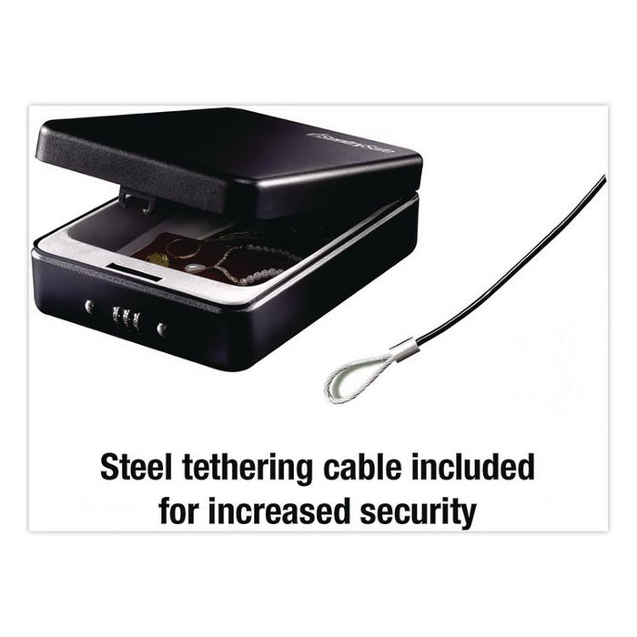 P005C Portable Combination-Lock Security Safe, 0.05 cu ft, 5.9 x 8 x 2.6,  Black