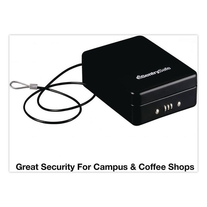 P005C Portable Combination-Lock Security Safe, 0.05 cu ft, 5.9 x 8 x 2.6,  Black