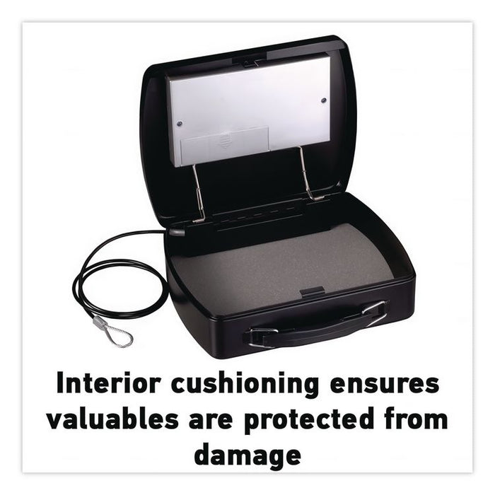 P008E Portable Electronic Security Safe, 0.08 cu ft, 10 x 7.9 x 2.9, Black/Silver