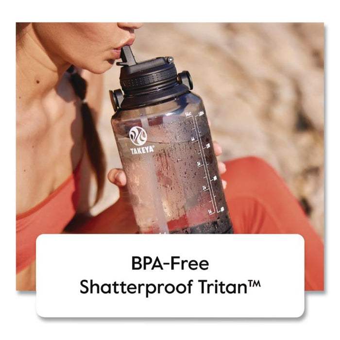 Tritan Motivational Plastic Water Bottle, 64 oz, Stormy Black
