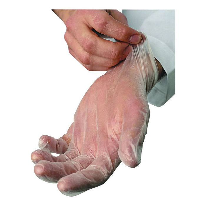 V200 Series Powder-Free Vinyl Exam Gloves, Medium, 4 mil Thick, 9" Long, Clear, 100/Box, 10 Boxes/Carton